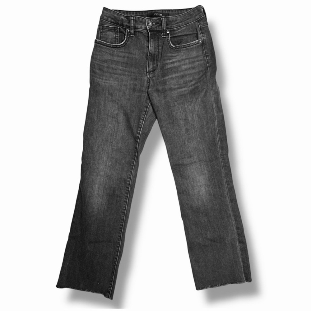 Joe’s Midd Rise Washout Black Ankle Denim Jeans size raw hem size 25 Straight
